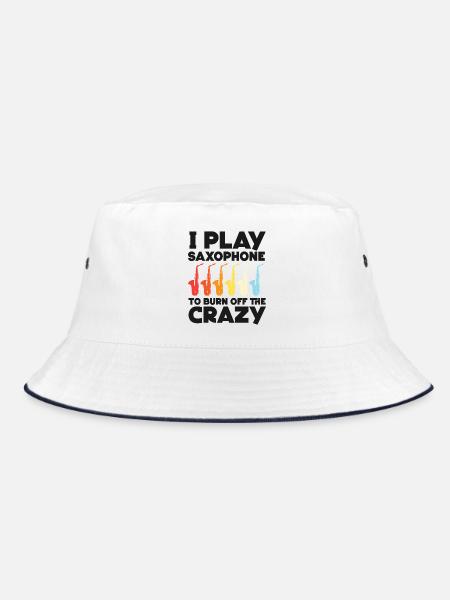 Saxophone I Play Saxophone To Burn - Bucket Hat - Weiß/Navy - Vorne