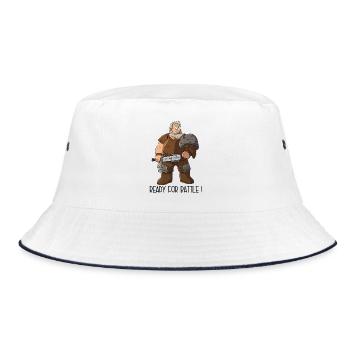 Lustiger Cartoon Krieger – Ready For Battle - Bucket Hat - Weiß/Navy - Vorne