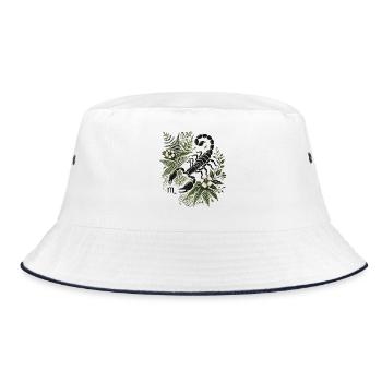 Scorpio Zodiac - Floral and Nature-Inspired Design - Bucket Hat - white/navy - Front