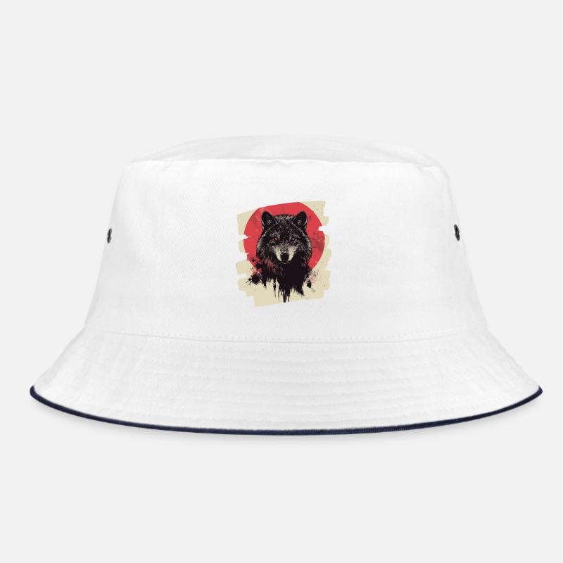 Wolf Retro - Bucket Hat - Weiß/Navy