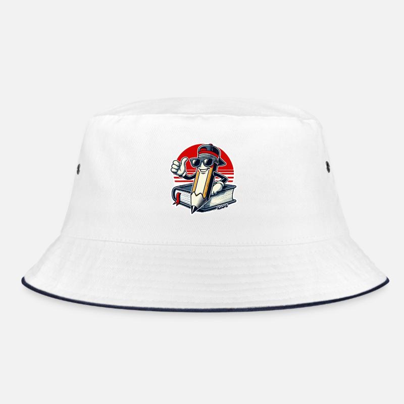 Cool pencil with book and thumbs up Bucket Hat