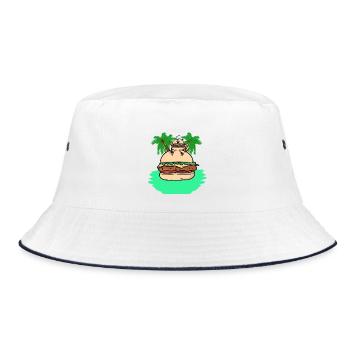 Burger Abenteuer Urlaub Insel Karibik - Bucket Hat - Weiß/Navy - Vorne