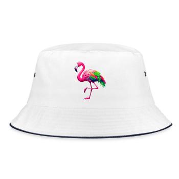 Flamingo - Bucket Hat - Weiß/Navy - Vorne