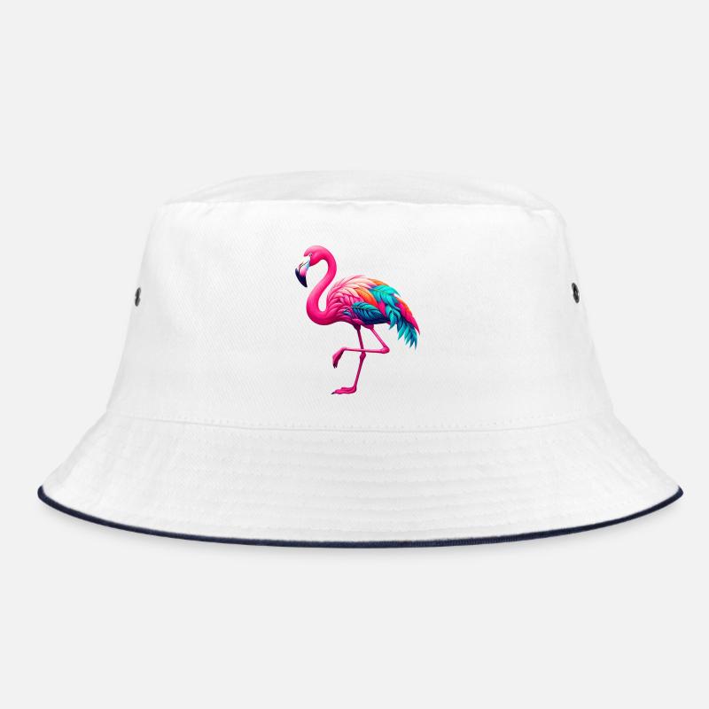 Flamingo - Bucket Hat - Weiß/Navy
