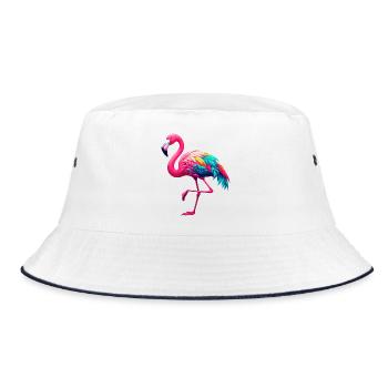 Flamingo - Bucket Hat - Weiß/Navy - Vorne