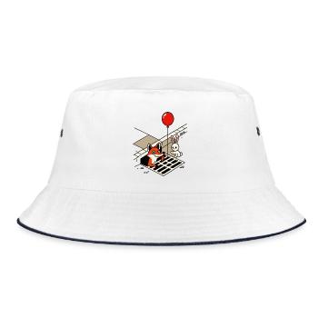 It's funny fox with balloon and rabbit in the drain - Bucket Hat - white/navy - Front