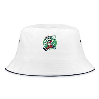 Funny retro farmer dog running and greeting - Bucket Hat - white/navy - Front