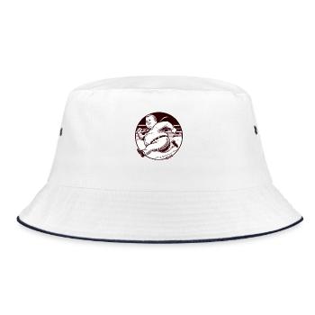 Pumelliger Retro-Mann beim Laufen - Bucket Hat - Weiß/Navy - Vorne