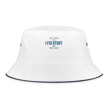 Das ist es, was ich tue, ich repariere Dinge und ich kenne Dinge - Bucket Hat - Weiß/Navy - Vorne