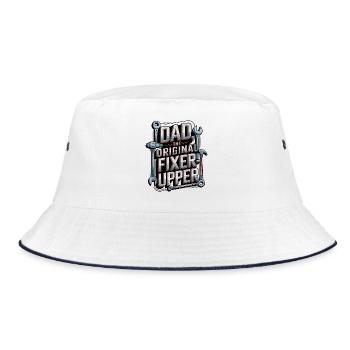 Original Fixer-Upper Papa Shirt | Geschenk zum Vatertag - Bucket Hat - Weiß/Navy - Vorne