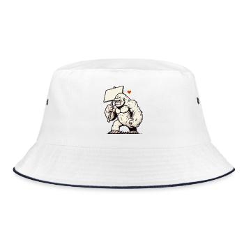 Wild gorilla, your text on a sign - Bucket Hat - white/navy - Front