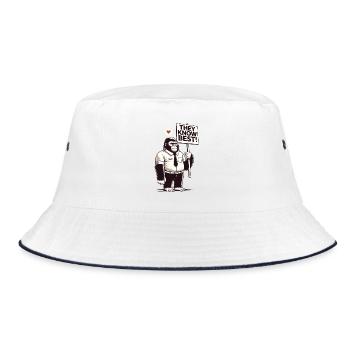 Braver Gorilla mit Schild: Sie wissen es besser! - Bucket Hat - Weiß/Navy - Vorne