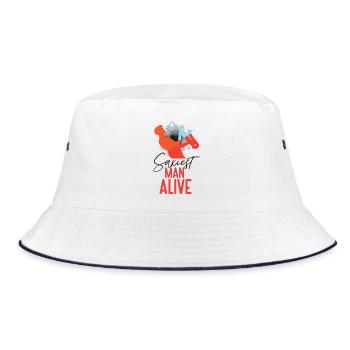Saxophone Pun Saxiest Man Alive - Bucket Hat - Weiß/Navy - Vorne