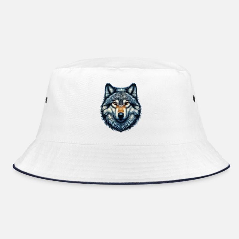 Wolf - Bucket Hat - Weiß/Navy