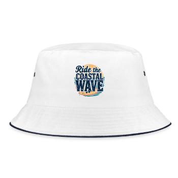 Surfing Surfing Beach Holidays Coast Sea - Bucket Hat - white/navy - Front