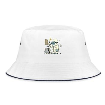 Wissenschaftler-Gorilla-Affe im Labor - Bucket Hat - Weiß/Navy - Vorne