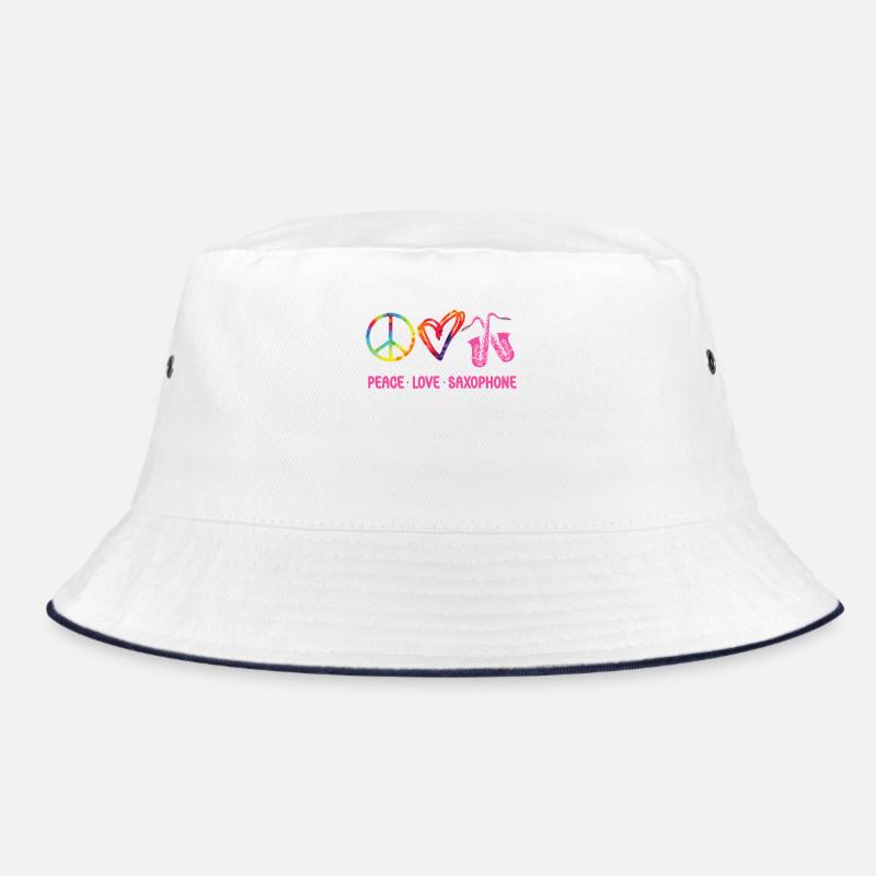 Saxophone Tie Dye Peace Love Bucket Hat