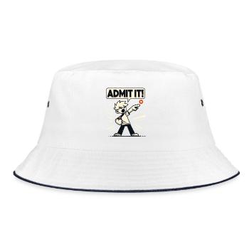 Gib es zu! Freche Ansage vom Retro Junge - Bucket Hat - Weiß/Navy - Vorne