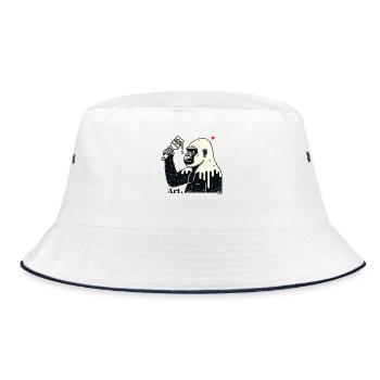 Gorilla Künstler, Kund mit Pinsel und Farbe - Bucket Hat - Weiß/Navy - Vorne