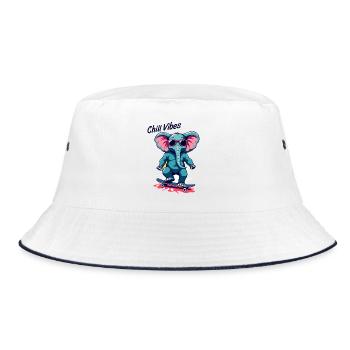 Elephant Skateboard Skater Chill Vibes - Bucket Hat - white/navy - Front
