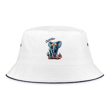 Elephant Skateboard Skater Chill Vibes - Bucket Hat - white/navy - Front