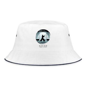 Aikido - Harmony in Motion & Strength in Balance - Bucket Hat - Weiß/Navy - Vorne