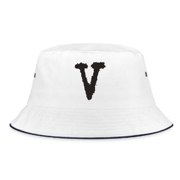 V - Bucket Hat - white/navy - Front