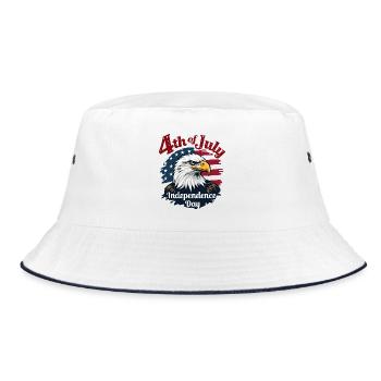Amerika USA Adler 4th July Independence Day - Bucket Hat - Weiß/Navy - Vorne