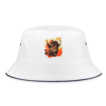 Büffel - Bucket Hat - Weiß/Navy - Vorne
