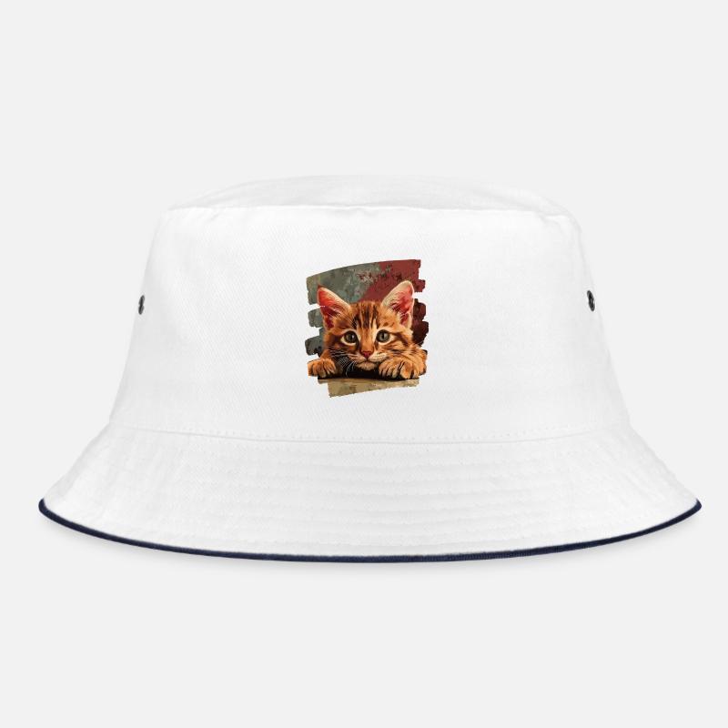 Kätzchen - Bucket Hat - Weiß/Navy
