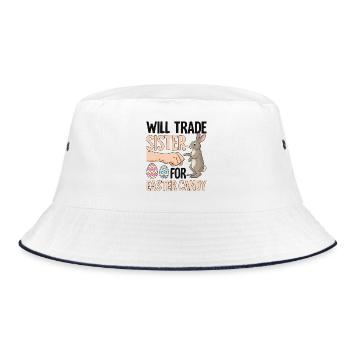 Will Trade Sister For Easter Candy - Bucket Hat - white/navy - Front