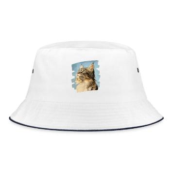 Maine Coon - Bucket Hat - white/navy - Front