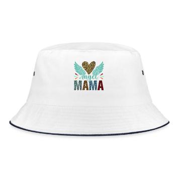 Engel Mama mit Leopardenmuster - Bucket Hat - Weiß/Navy - Vorne