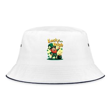 Lucky to be Irish – St. Patrick's Day Leprechaun - Bucket Hat - white/navy - Front