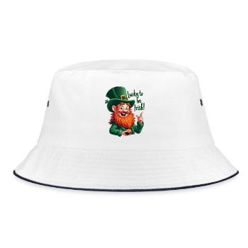 Lucky to be Irish – St. Patrick's Day Leprechaun - Bucket Hat - white/navy - Front
