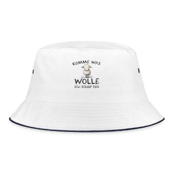Komme was wolle ich Schaf das Schaf Wolle - Bucket Hat - Weiß/Navy - Vorne