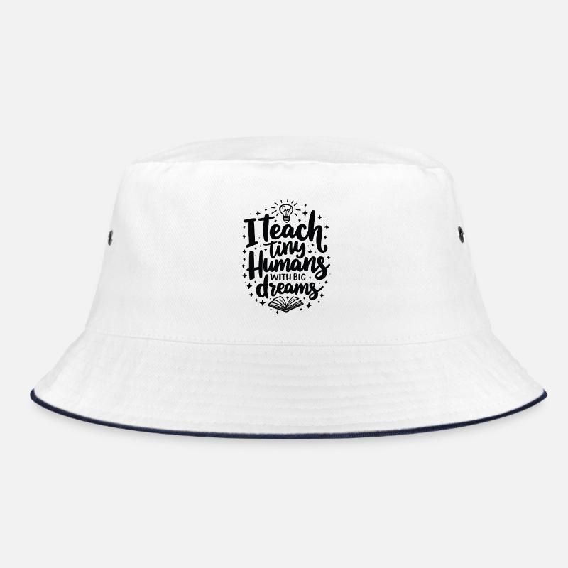 I Teach Tiny Humans Big Dreams Lehrer Erzieher - Bucket Hat - Weiß/Navy