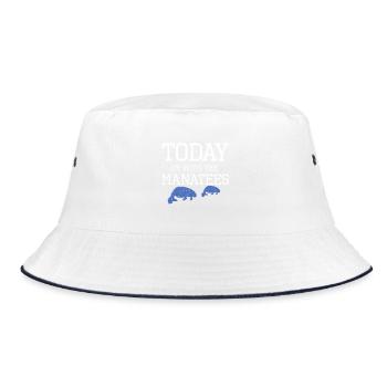 Today I'm vintage with the manatees - Bucket Hat - white/navy - Front