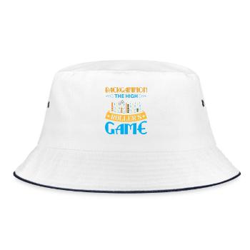Backgammon Spiel - Bucket Hat - Weiß/Navy - Vorne