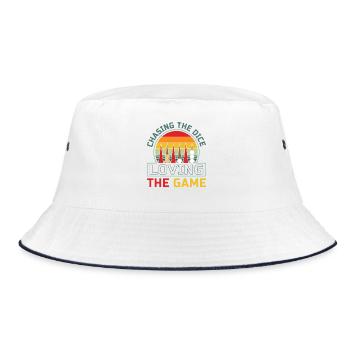 Backgammon Spiel - Bucket Hat - Weiß/Navy - Vorne