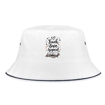 Teach Love Repeat – Teacher Educator Education School - Bucket Hat - white/navy - Front