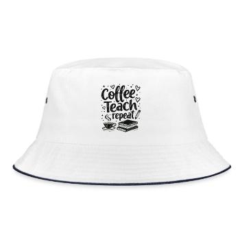 CoffeeTeach Repeat – Teacher Educator Education - Bucket Hat - white/navy - Front