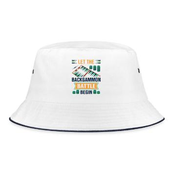 Backgammon Spiel - Bucket Hat - Weiß/Navy - Vorne