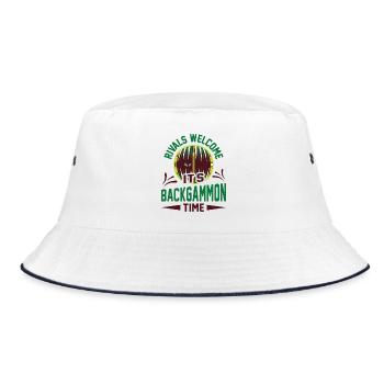 Backgammon Spiel - Bucket Hat - Weiß/Navy - Vorne