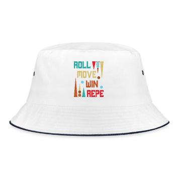 Backgammon Spiel - Bucket Hat - Weiß/Navy - Vorne