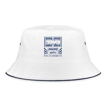 Backgammon Spiel - Bucket Hat - Weiß/Navy - Vorne