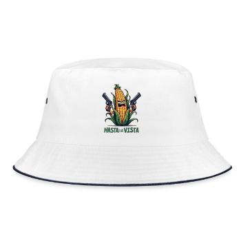 Gangster Corn Hasta La Vista – Corn on the Cob Gangster - Bucket Hat - white/navy - Front