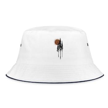 Sun Fir Forest Nature Minimalist Gift - Bucket Hat - white/navy - Front