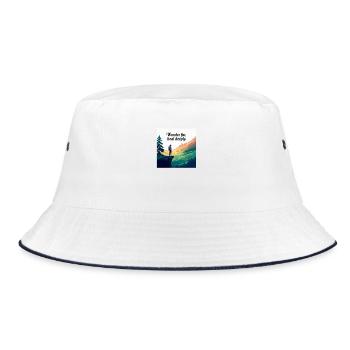 Wander Far, Heal Deeply – Hiking & Nature - Bucket Hat - white/navy - Front