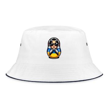 Ukraine Matryoshka with sunglasses for Ukrainians - Bucket Hat - white/navy - Front
